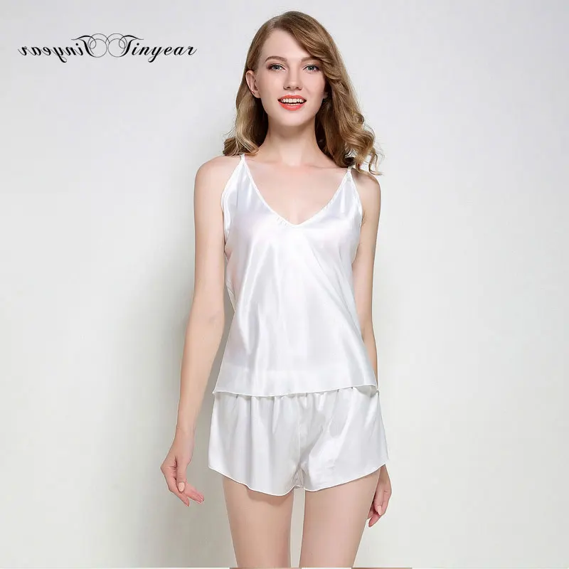 Tinyear женские атласные комплект нижнего белья sexy v-образным вырезом без рукавов