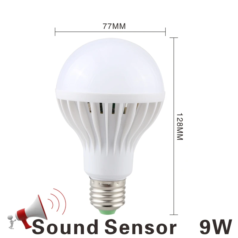 9W Sound Sensor Светодиодный PIR датчик движения лампа 3 Вт 5 Вт 220 В светодиодный светильник 7 Вт 9 Вт автоматический умный светодиодный PIR инфракрасный звуковой светильник E27 датчик движения светильник - Испускаемый цвет: 9W Sound Sensor