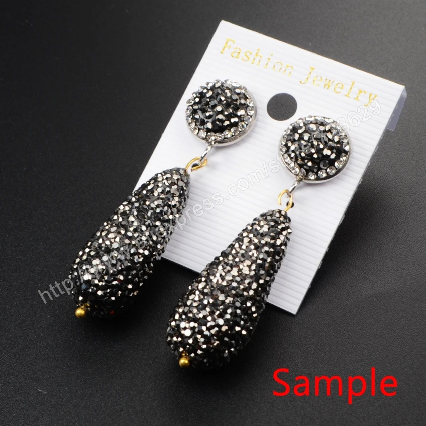 Wholesale14mm Черный Граненый Белый Стразы Micro Diamate Цирконами Мощеные Серьги CZ Мода