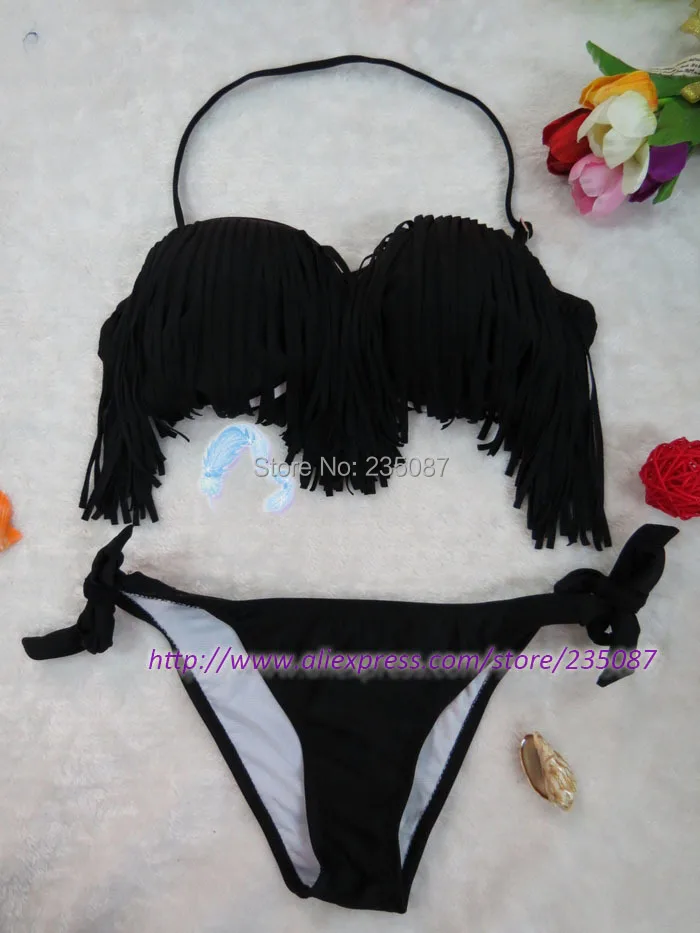 2015 новая кисточка светлый цвет бикини повода купальник Сексуальный без бретелек
