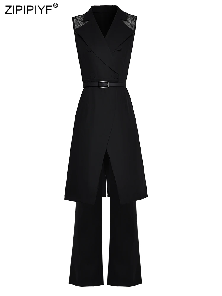 2019 New Arrival Fashion Spring Suits Sexy See Through Lace Bodycon Blouse Flare Long Trousers Elegant Two Pieces Women Set K258 | Женская