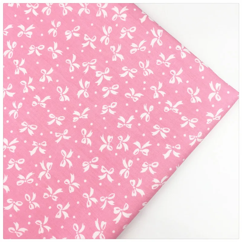 Syunss розовая задняя белая бант с принтом хлопчатобумажная ткань DIY лоскутное