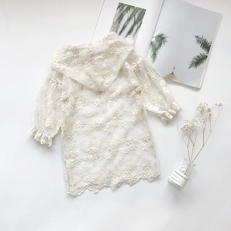 Princess Girls Lace Sunscreen Coats Children Hooded Baby Clothing Long Blouse Cardigan Outerwear Jacket RT525 | Детская одежда и