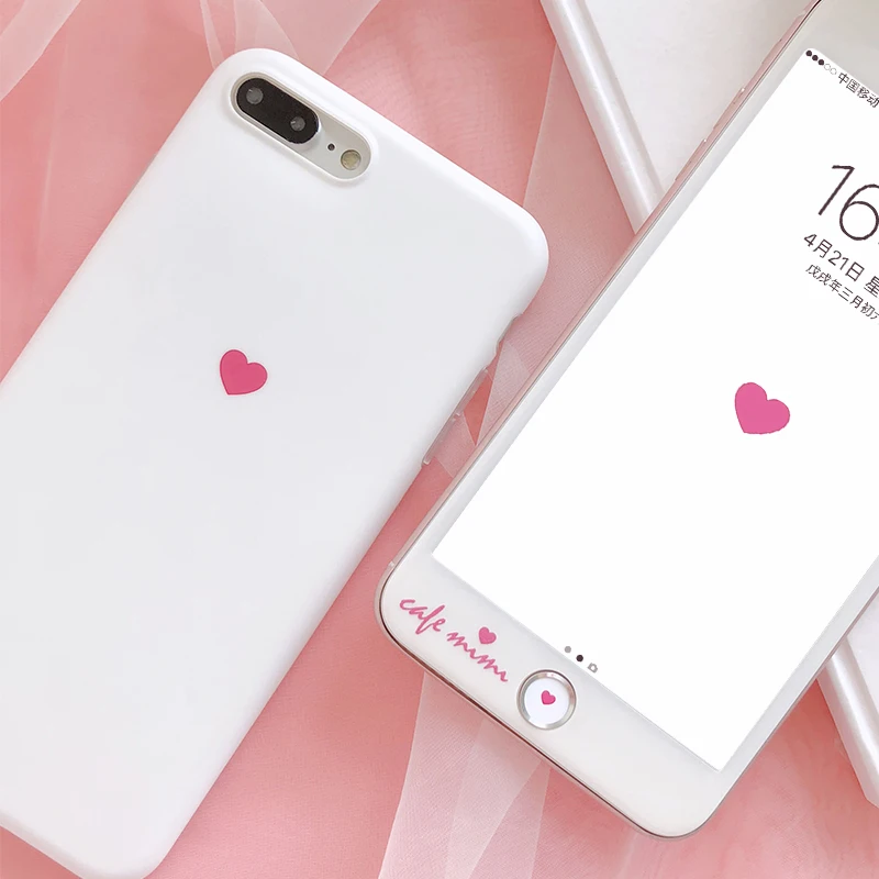 Простая любовь чехол для iPhone 8/7 + Закаленное стекло пленка X 7 8/6 6s plus белый телефона