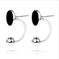 fashion silver plated earrings for men women party accessories cool glaze black round hoops earrings male jewelry