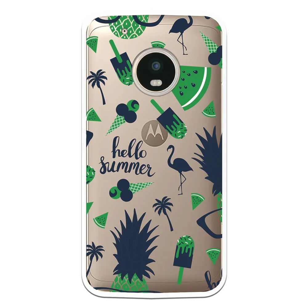 Стенд чехол костюм рисунок Hello лето синий WP007 для Motorola Moto G5 Plus|Бамперы| |