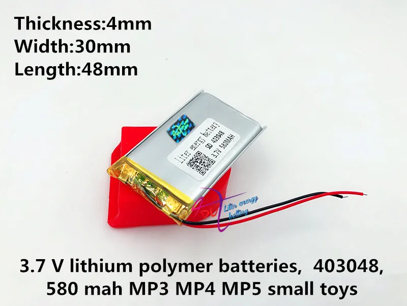 

3,7 V, 580mAH 403048 полимер литий-ионный/литий-ионный аккумулятор для GPS, mp3, mp4, mp5 сотовый телефон, динамик, DVR рекордер