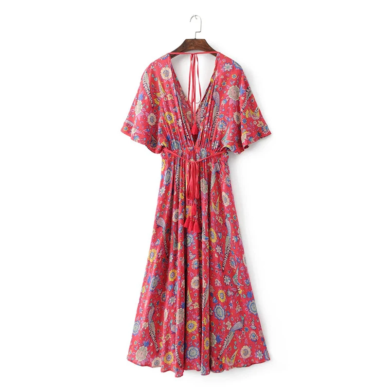 2017 Vestido длинное платье с цветочным принтом в стиле ретро чешские Макси