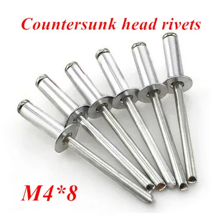

200pcs/lot M4*8 Aluminum Countersunk POP Head Rivet Core Pulling Decoration Rivets