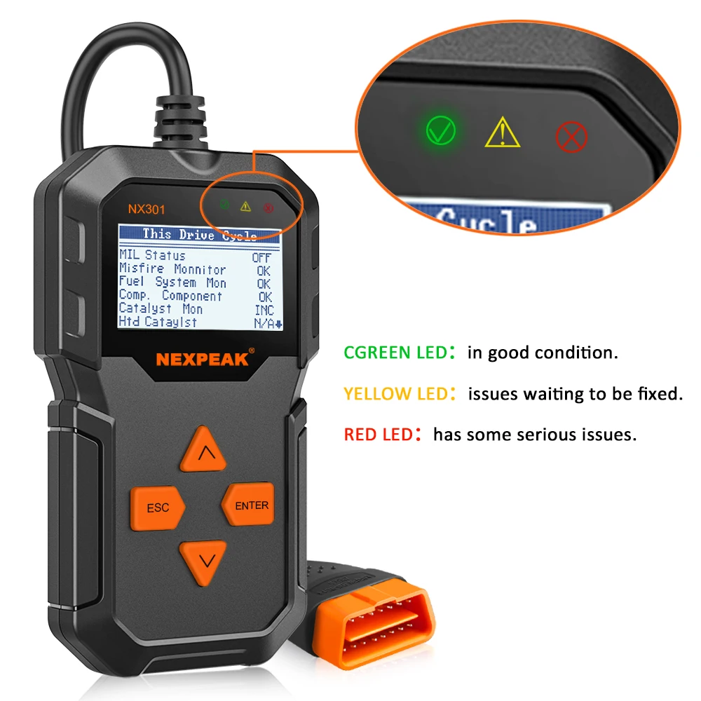Автомобильный сканер OBD2 NEXPEAK NX301 считыватель кодов диагностический инструмент