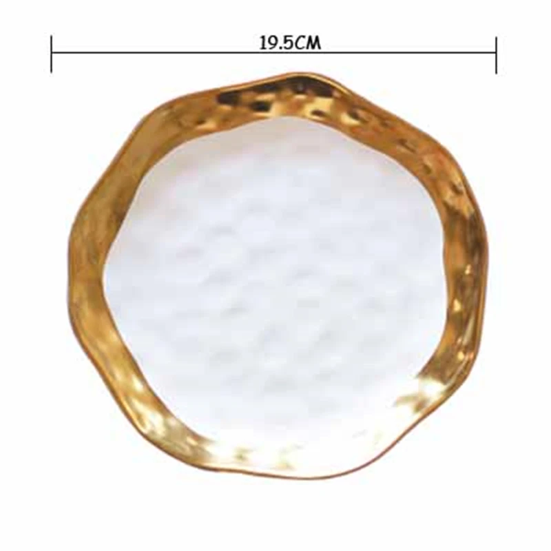 7.5 inch white Керамическая белая тарелка для стейка с золотым краем, поднос для завтрака, ретро миска для десерта блюда из пасты, Западный контейнер для еды, миска для раменов, 1 шт - Цвет: 7.5 inch white