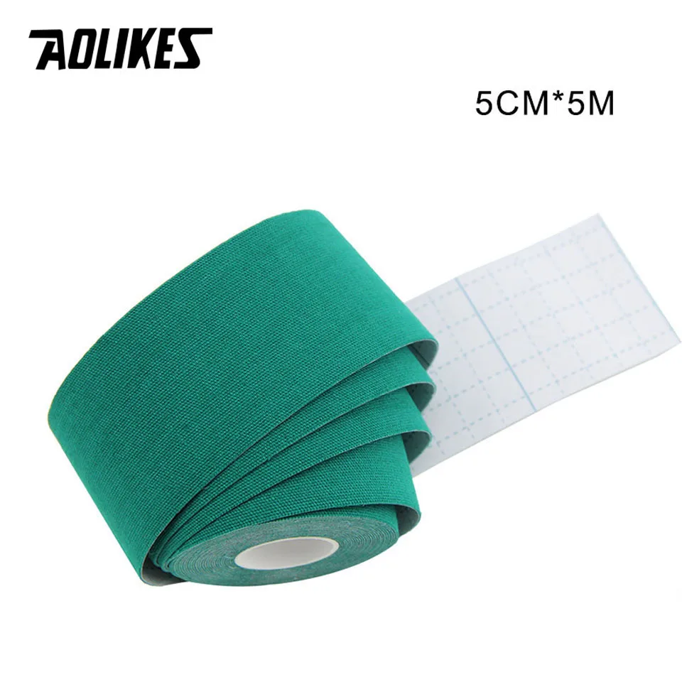 Dark Green AOLIKES эластичная кинезиологическая лента Атлетическая восстанавливающая Спортивная безопасность мышцы облегчение боли наколенники Поддержка тренажерный зал фитнес бандаж - Цвет: Dark Green