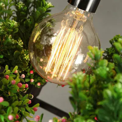 

Modern Simple wood&Iron Chandelier lighting 3 kinds wrought iron plant pot bar restaurant balcony creative suspension lamp light