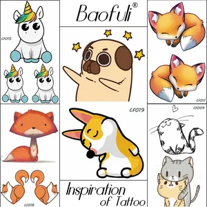 Baofuli щенок собака единорог мультфильм Кот временная татуировка лиса Живопись Искусство Татуировка звезда искусственная татуировка водонепроницаемый тело руки ноги дети