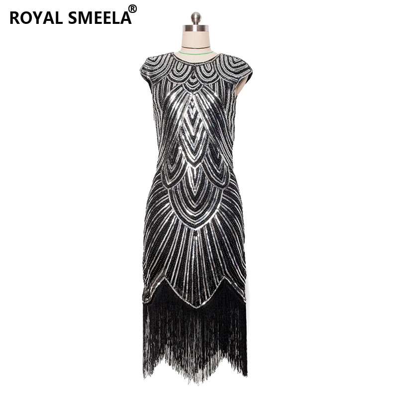 Женское платье-хлопушка в стиле 1920-х годов винтажное платье с блестками бахромой