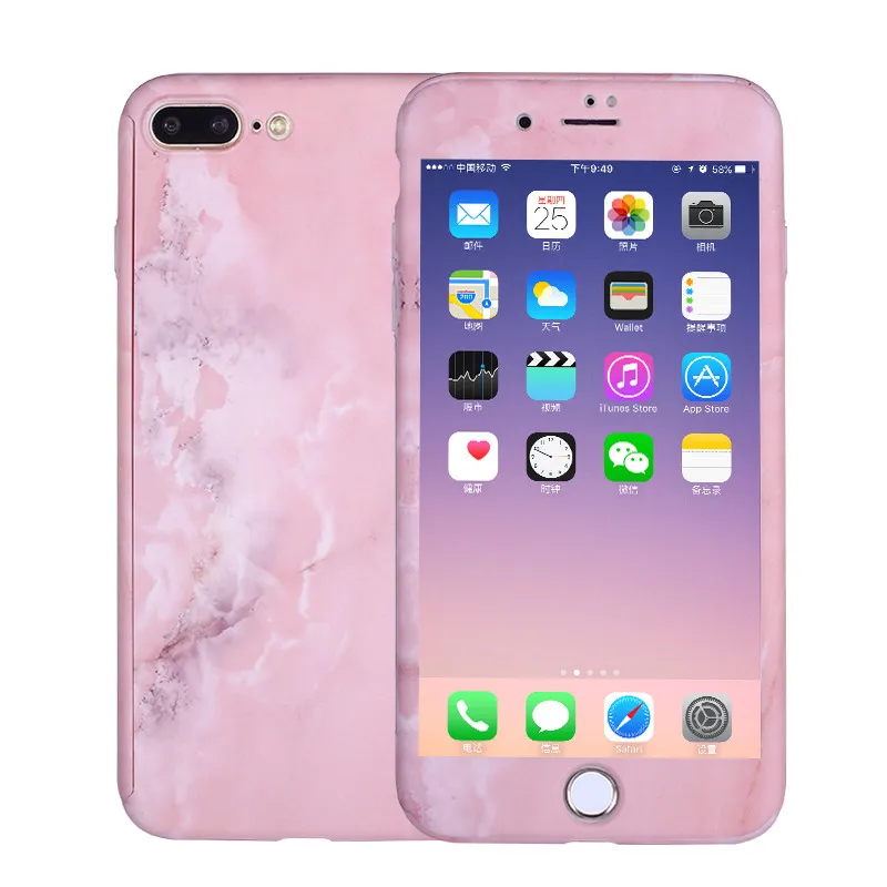 Мраморный камень чехол для iPhone 5 5S SE телефона 360 градусов полный 6 6S 7 8 Plus X XR XS Max