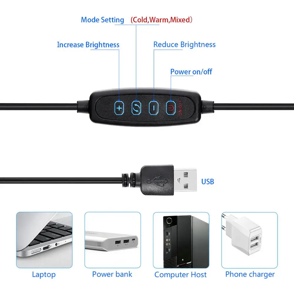 Mountdog 16 см селфи светодиодная кольцевая лампа мини штатив с дистанционным