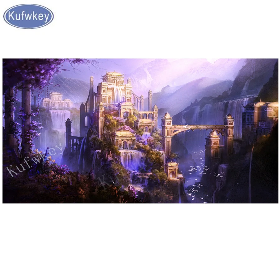 Набор для вышивки крестиком Kufwkey алмазная 5d Вышивка Замок мозаика домашнего