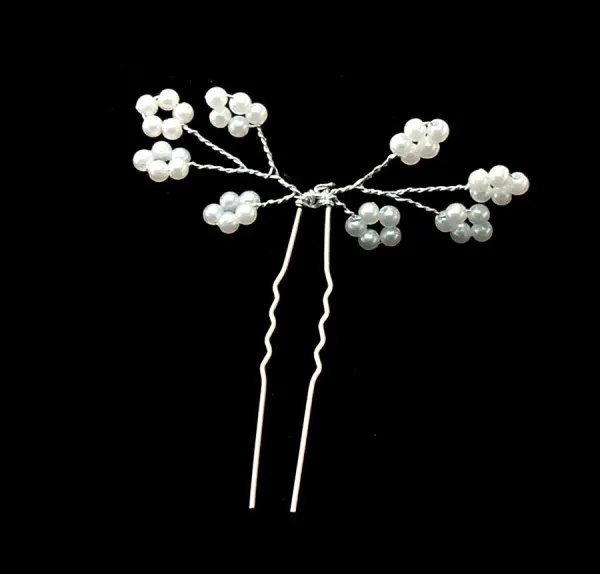 

12Pcs Handmade Bridal Wedding Prom White Pearl Flower Hair Pins NEW SP-669