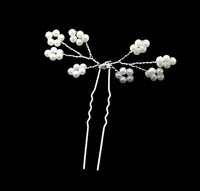 12pcs handmade bridal wedding prom white pearl flower hair pins new sp 669