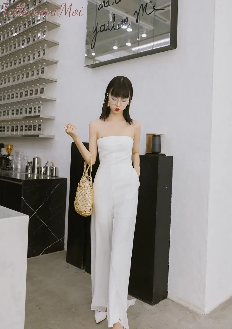 Bodycon Jumpsuit Women Elegant Wide Leg Off Shoulder High Waist Jumpsuits Solid One Piece Rompers Pants Celebrity Party Playsuit | Женская