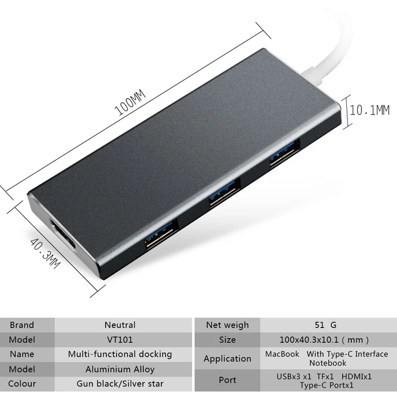 Устройство для чтения карт USB Type-C 3 0 дюйма HDMI 7 портов 10 Гбит/с | Компьютеры и офис