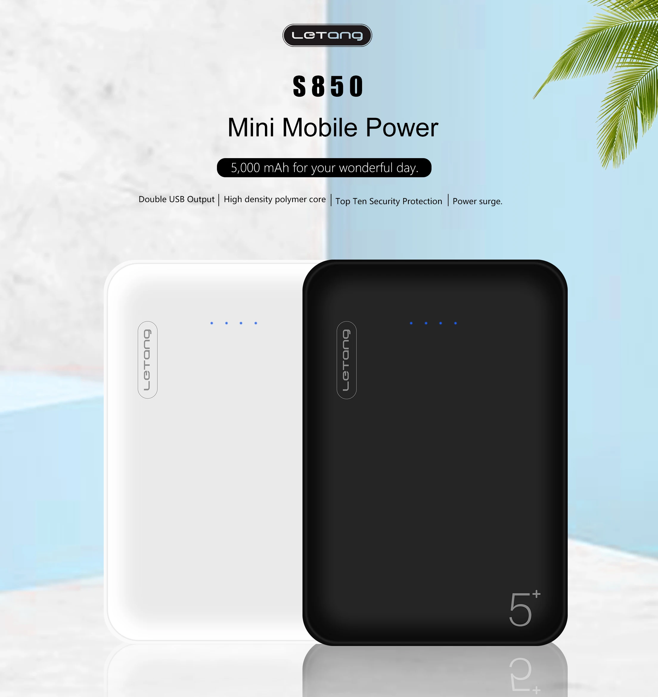 Letang мини портативный карманный повербанк внешний аккумулятор с двумя usb портами