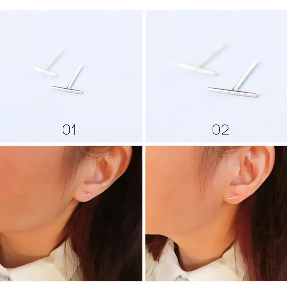 Fashion Simple Style Small Straight Stick Earrings Fresh Line Pure Silver Plated Long Slender Ear Nail Earring For women | Украшения и