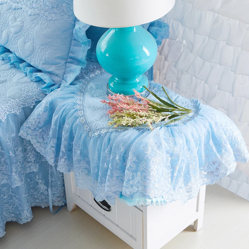 

Thick mattress cover 1.5x2m/1.8x2m/2x2.2m queen king size lace girls 4Pcs bedskirt set pillowcases girls bed room set 36