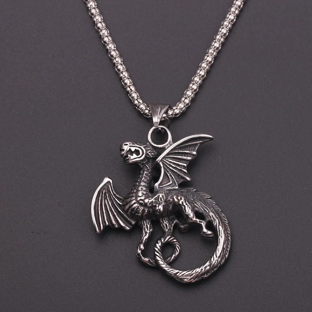 Новая мода Fly Dragon подвеска ожерелье серебряное Цинковое длинная цепь из сплава