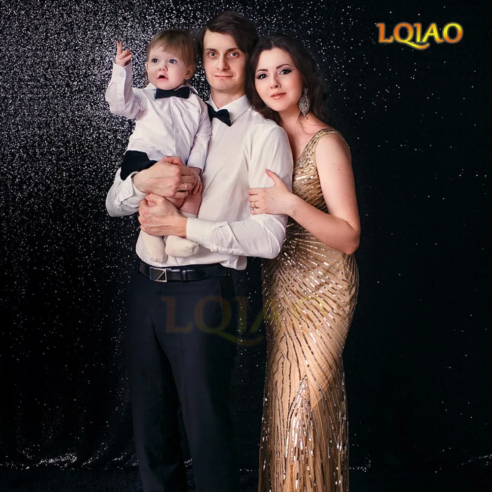 Идеально 10FTx10FT элегантный черный блесток фон ткани Photo booth фон Свадебные Шторы на Рождество/свадебный Декор