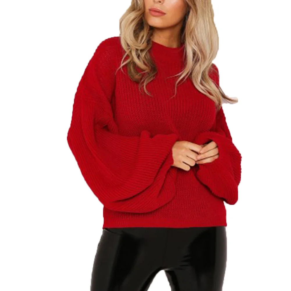 Elegant Batwing Sleeve Knitted Sweater Autumn Women Long O Neck Loose Pullover Knitwear Femme ONA100067 | Женская одежда