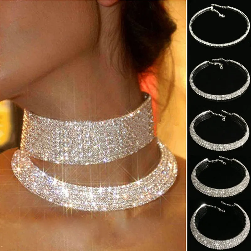 Ожерелье чокер женское стрейчевое с кристаллами 8 рядов|collar wear|collar swarovskicollar necklace |
