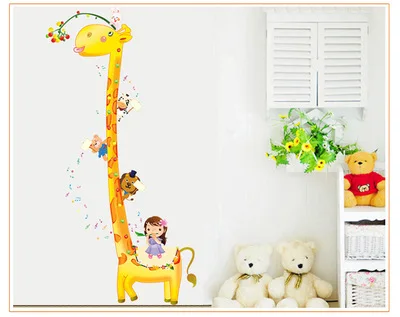 

The giraffe height to stick Children bedroom background The third generation of removable wall stickers