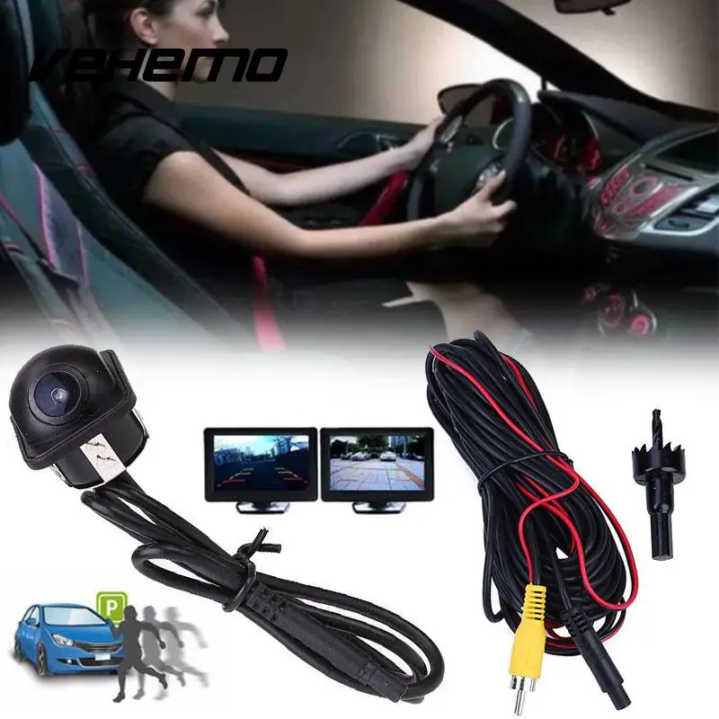 DC 12V Car Auto Monitor Hole Drilling Side View Blind Spot Mirror Camera Reverse | Автомобили и мотоциклы