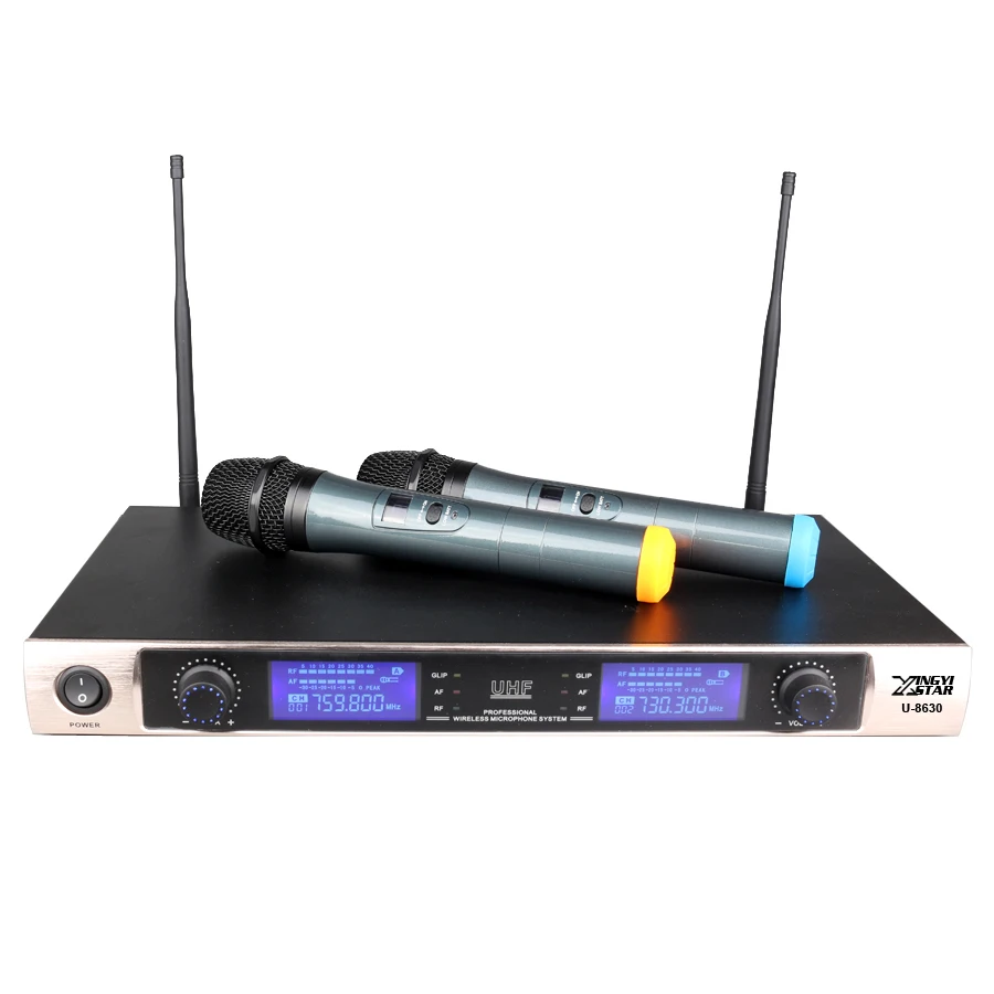 Профессиональный UHF беспроводной микрофон караоке система двойной ручной