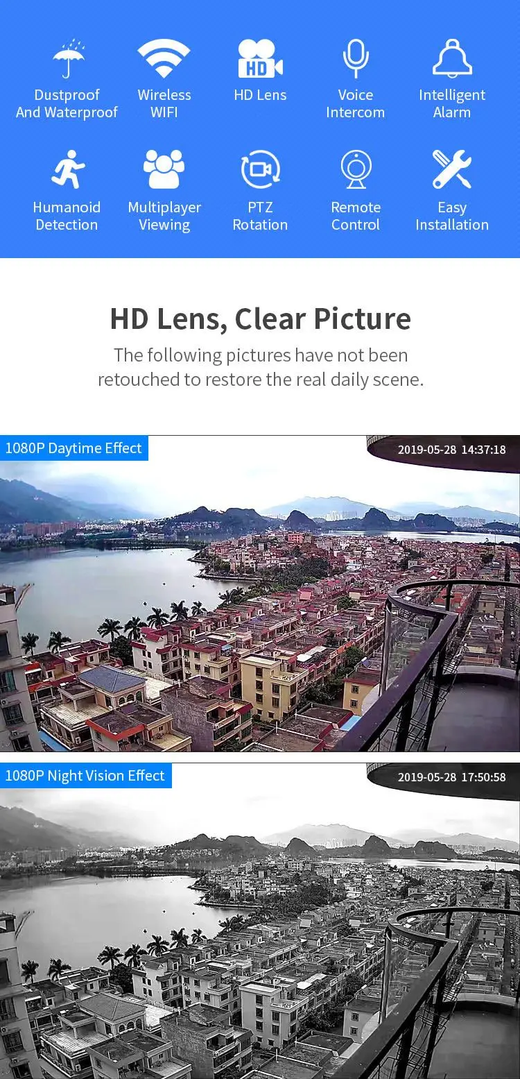 Xiaovv Смарт wifi HD 1080P ip-камера 360 ° PTZ вращение H.265 водонепроницаемый ONVIF Поддержка 8 светодиоды инфракрасные камеры приложения ночного видения