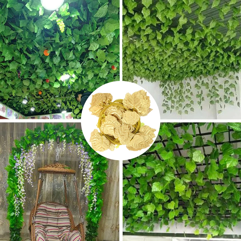Artificial Silk Ivy Grape Garland Vine Fake Hanging Plant Leaves Greenery Wedding Party Garlands Wall Decoration - 12Pcs/Set As | Дом и сад
