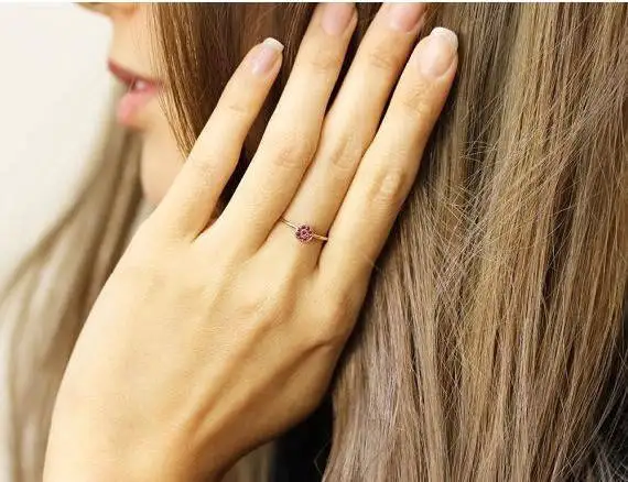 Fashion Women's Gold Plated Ruby Zircon Cluster Ring Exquisite Engagement Wedding Jewelry | Rings