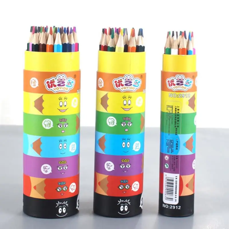 

Coloffice Cartoon Tube Color Pencil Set Multicolor Lead 12/ 18/24/ 36 Color Children Stationery Wooden Drawing Pencil Art Pen