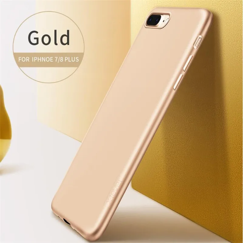 X-Level ТПУ чехол для телефона iPhone 7 8 Plus ультра тонкий защитный чехол для iPhone 7 8 - Цвет: Золотой