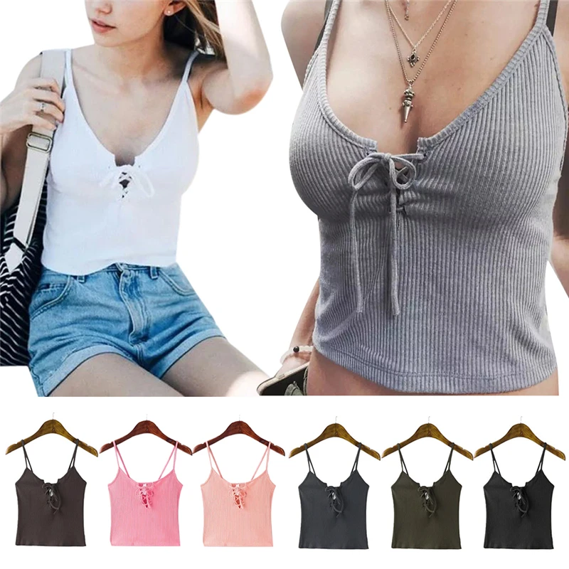 Новый женский топ бюстье с перекрестной шнуровкой спереди|crop top tank|women camistop tank |