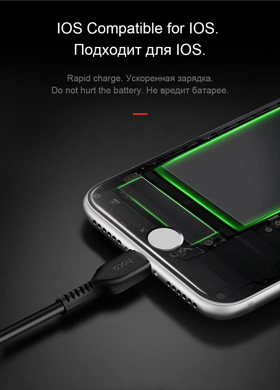 HOCO кабели для мобильных телефонов USB на Lightning/type-c/Micro USB кабель для зарядки и передачи данных Быстрая зарядка для iPhone samsung Android iOS