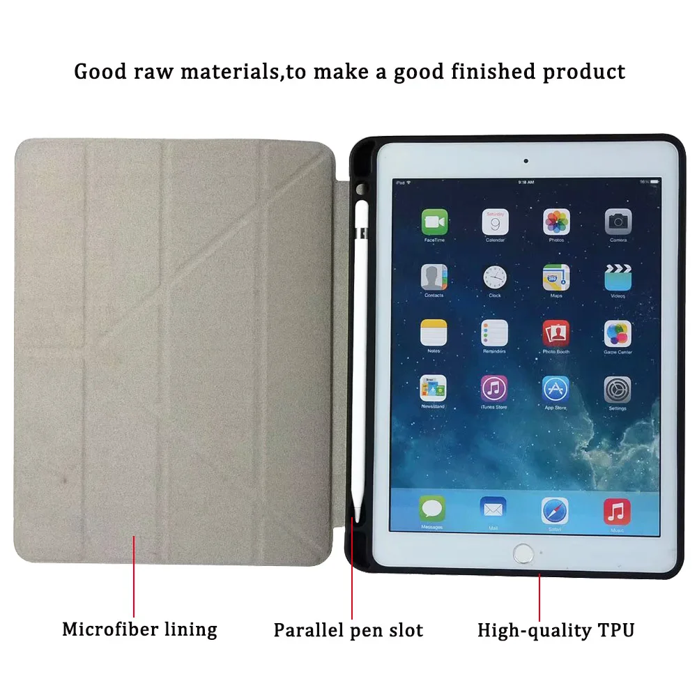 Чехол для iPad 2018 с держателем карандашом Многофункциональный Умный чехол мягкий