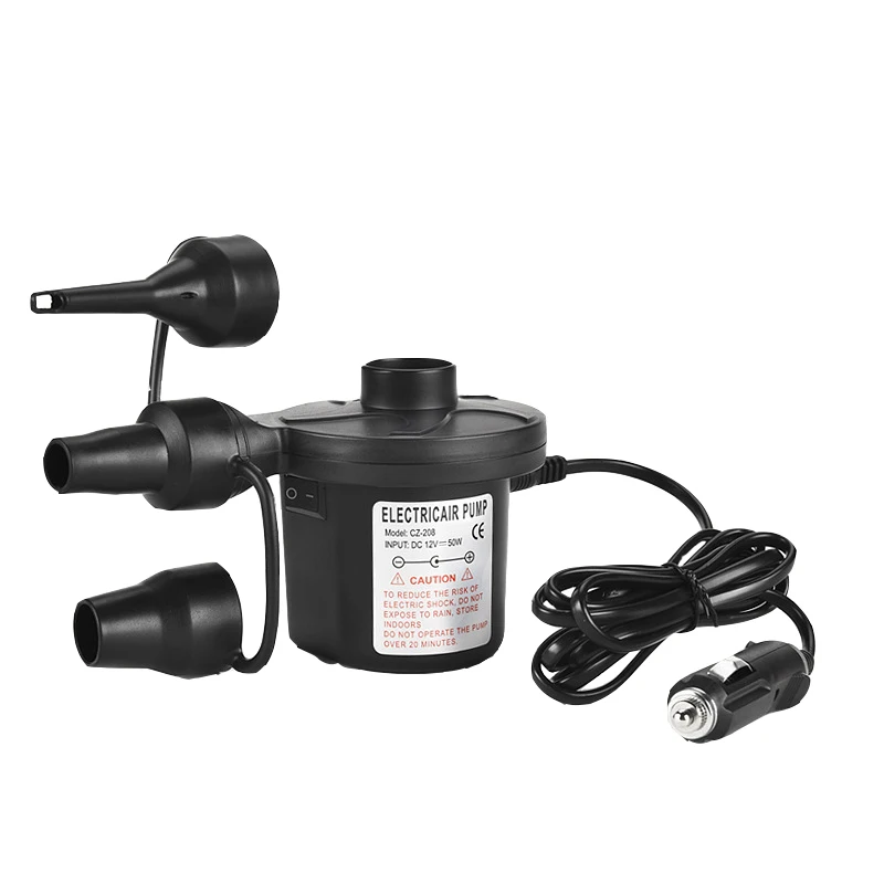 12V DC Electric Air Pump, Inflator/Deflator Air Pumps for Outdoor Travel Camping with 3 Nozzles, Air Mattress Beds Cushions Boat