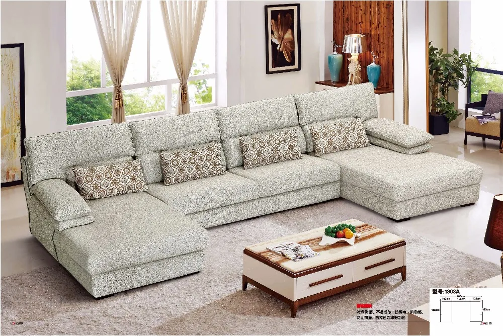 

LDM1803A Modern simple style living room furniture sectional sofa set U shape fabric soft comfortable sofa set