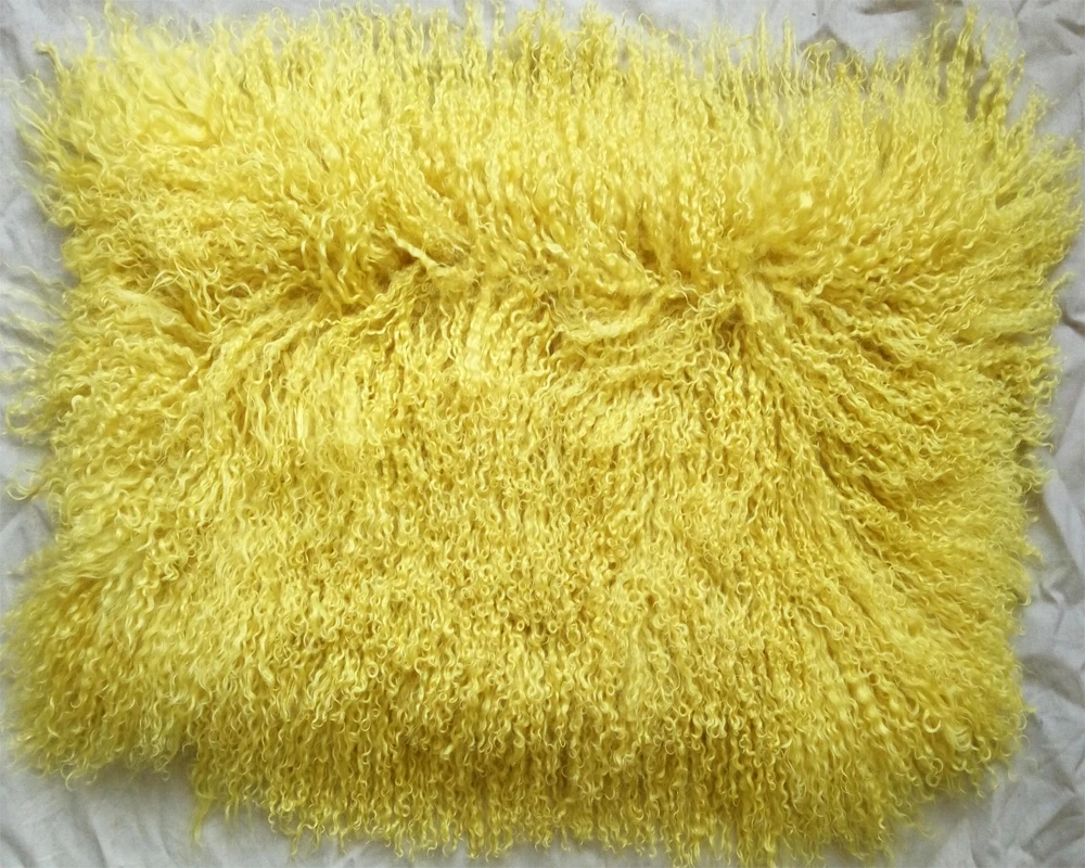 Наволочка из желтого монгольского меха декоративные подушки для дивана домашняя