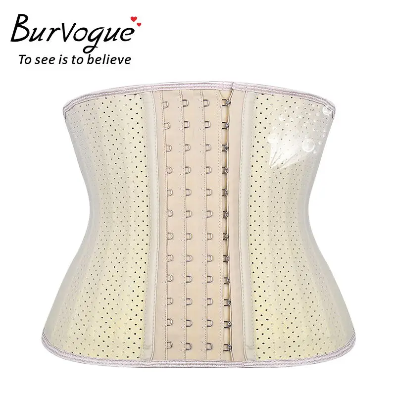 Burvogue латексный пояс для тренировок Корректирующее белье для тела с вырезом под грудь сексуальные корсеты короткий торс 25 железные косточки латексный корсет