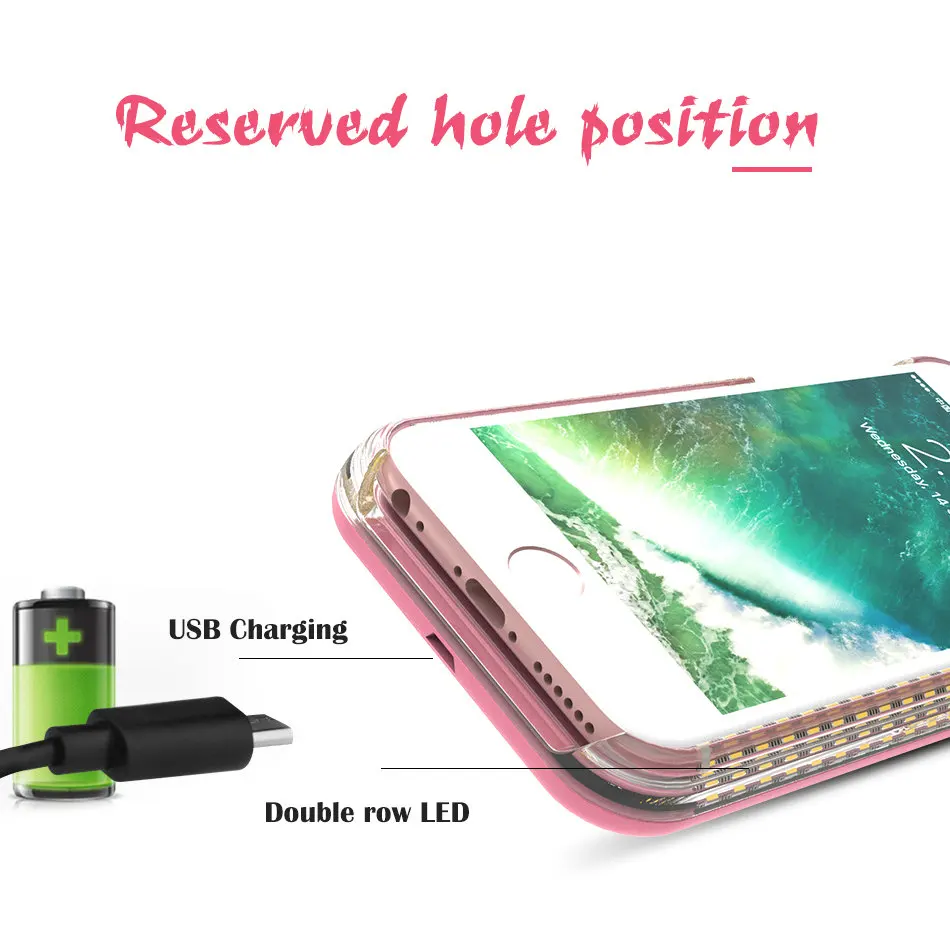 KISSCASE светодиодный заполняющий свет чехол для iPhone 7 8 X XS Max XR Selfie Light Phone Чехол для iPhone 7 8 6 6s Plus 5 5S SE чехол Funda
