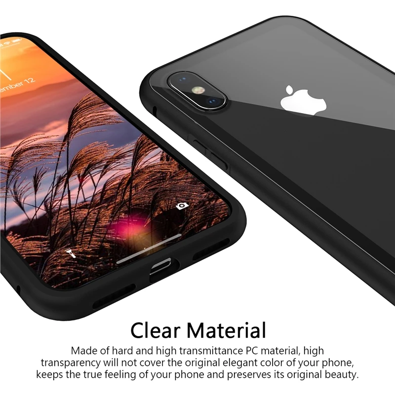 2 в 1 чехол для телефона Iphone 7 plus с полным покрытием 360 прозрачный магнитный